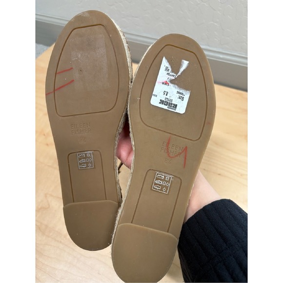 Eileen Fisher Lala Espadrille Ankle Strap Leather Sandals Tan Flats Shoes Sz 8.5 - Picture 6 of 6